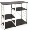 DlandHome Microwave Cart Stand Black Metal Storage Modern-2