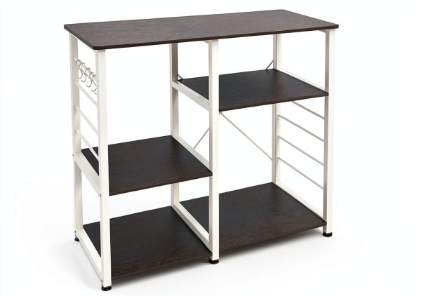 DlandHome Microwave Cart Stand Black Metal Storage Modern-2