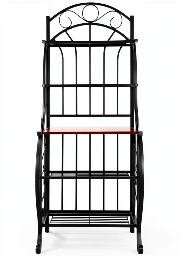 Boraam Bakers Rack Black Steel 5 Shelf Kitchen Storage-1