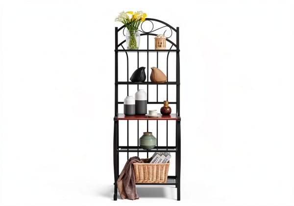 Boraam Bakers Rack Black Steel 5 Shelf Kitchen Storage-3