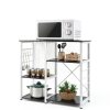 DlandHome Microwave Cart Stand Black Metal Storage Modern-6