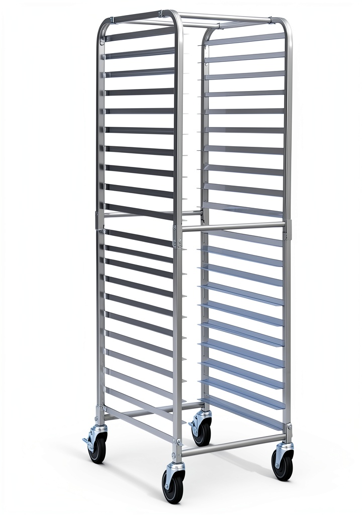 ReunionG aluminum bakery rack in a kitchen setting