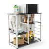 DlandHome Microwave Cart Stand Black Metal Storage Modern-1