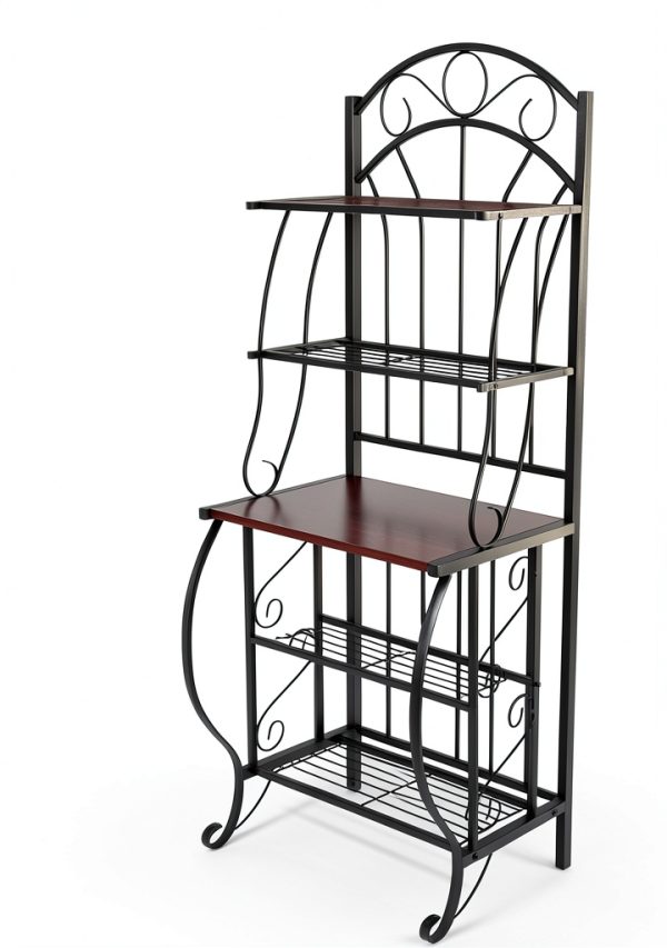 Boraam Bakers Rack Black Steel 5 Shelf Kitchen Storage-0