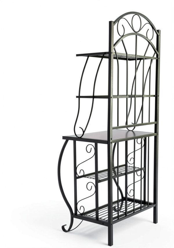 Boraam Bakers Rack Black Steel 5 Shelf Kitchen Storage-2