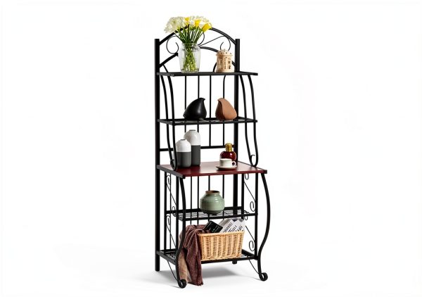 Boraam Bakers Rack Black Steel 5 Shelf Kitchen Storage-4