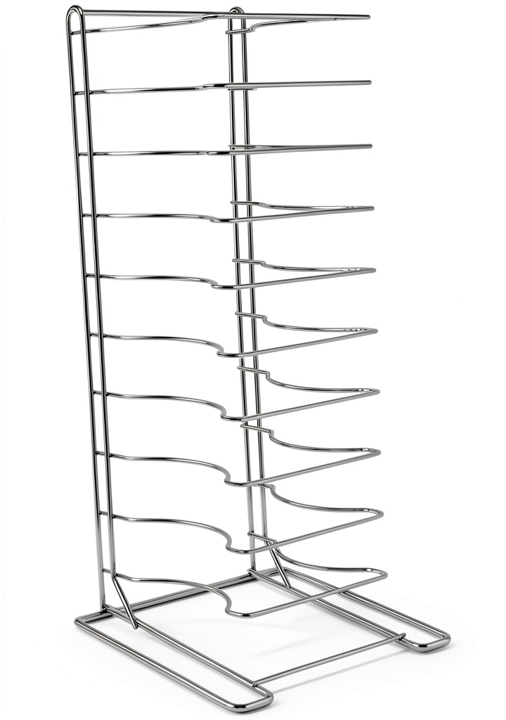 HUBERT pizza pan rack loaded with pans in a commercial kitchen