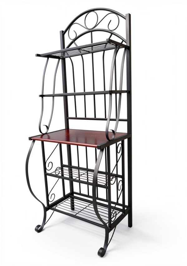 Boraam Bakers Rack Black Steel 5 Shelf Kitchen Storage-5