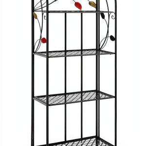 Bakers Rack Deco 79 Black Foldable Kitchen Storage Shelf-0