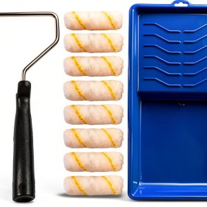 Paint Roller Tool Kit Pro Grade 10-Piece Mini Set with Plastic Tray-0