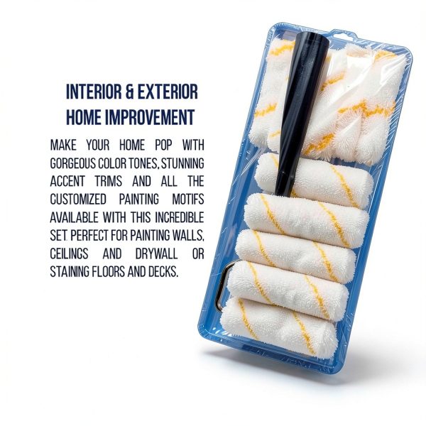 Paint Roller Tool Kit Pro Grade 10-Piece Mini Set with Plastic Tray-3